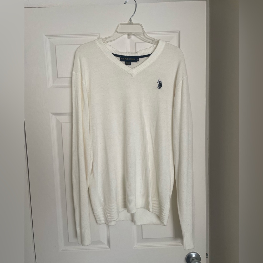 Mens White Polo Sweater